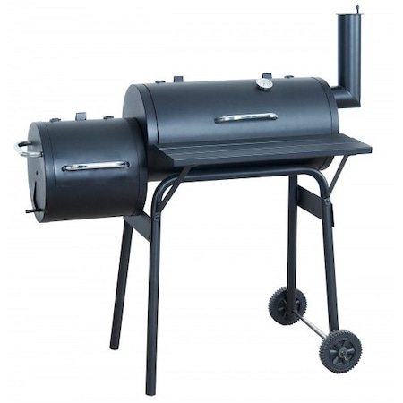 Gratar carbune BBQ smoker 2 in1, Wichita Smoker, grill si afumatoare, termometru, dimensiuni totale 116.5 X115 cm, metal, negru : Review detaliat